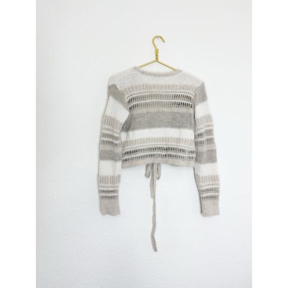 Zara Beige Knit Wrap Cropped Sweater Top Size Small 6771/005 Bohemian Chic - Picture 11 of 12